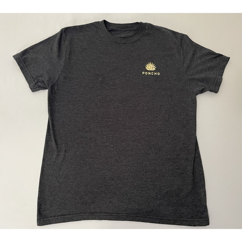 Poncho Outdoors T-Shirt Mens Medium Gray Logo Graphic Agave Crew Neck